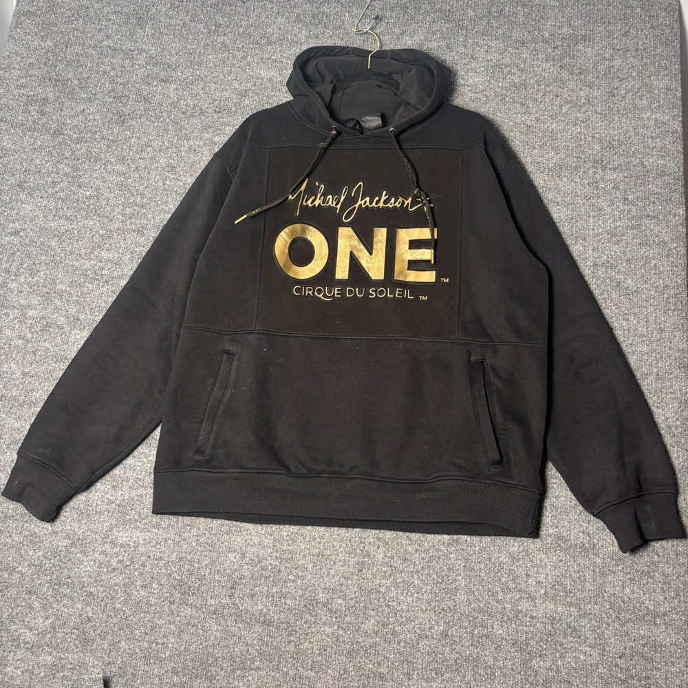 Michael Jackson ONE Cirque du‎ Soleil Hoodie Mens Large Black Gold Sweatshirt 19
